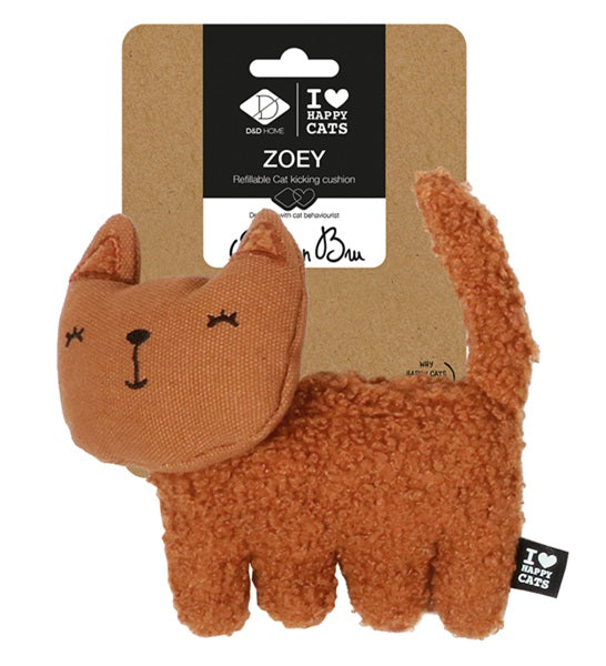 D&D Home I Love Happy Cats Zoey Refillable Cat Kicking Cushion Cat Toy