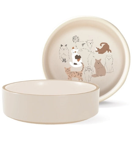 PetShop by Fringe Studio Pencil Cats Minimal Stoneware Pet Bowl