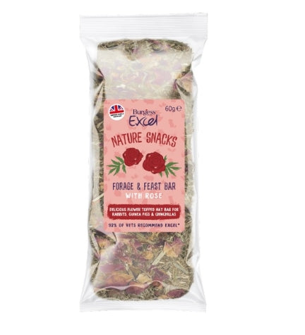 Burgess Excel Forage & Feast Hay Bar Rose Small Pet Treats 60G