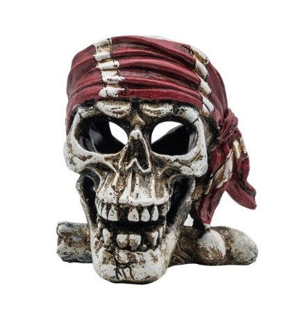 AquaSpectra Pirate Skull Red Bandana Aquarium Decor