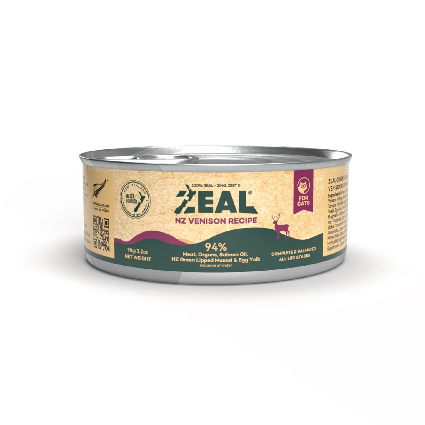 Zeal Grain Free Canned Cat Food 90g - (Venison Recipe)
