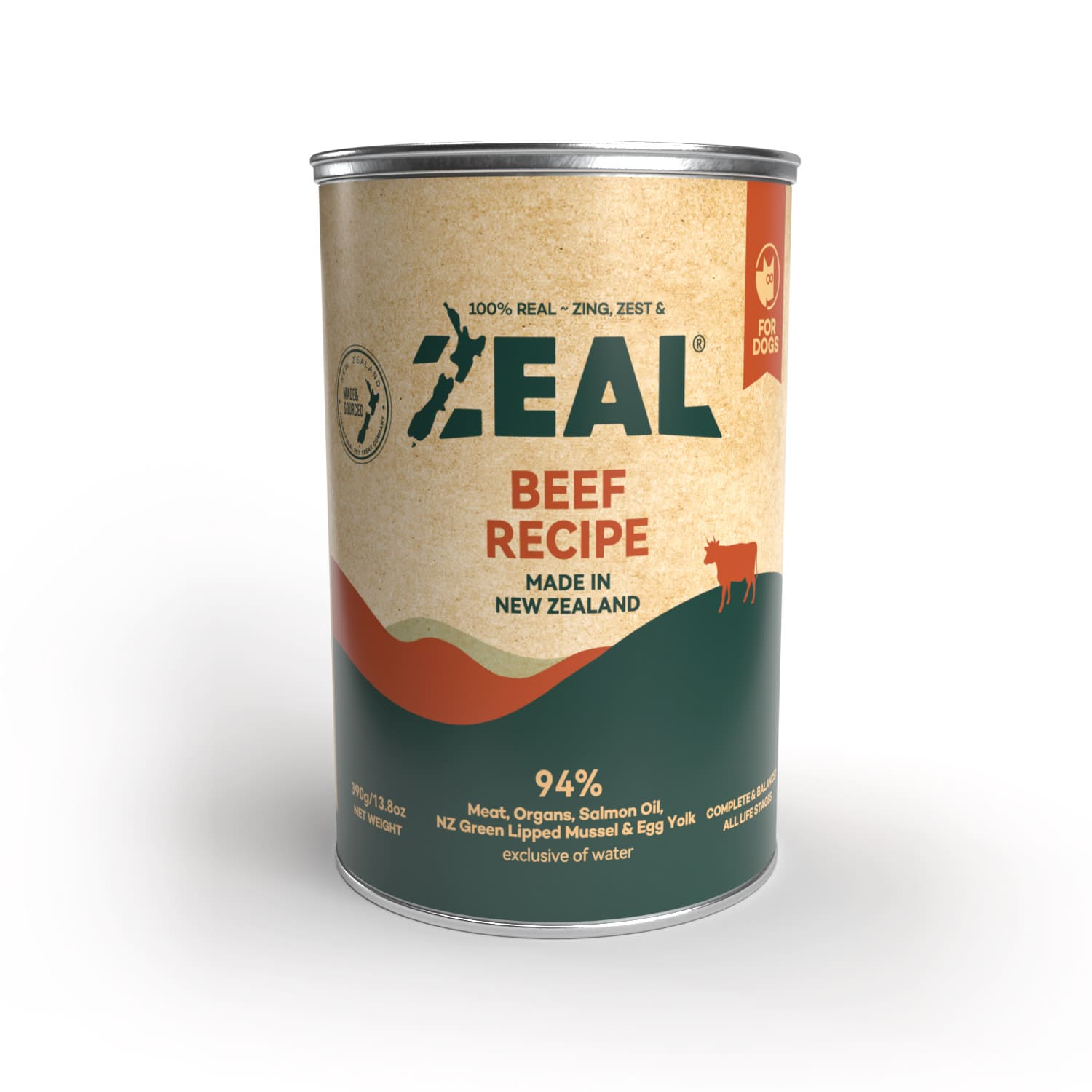Zeal Grain Free Canned Dog Food 390g - (Beef Recipe)