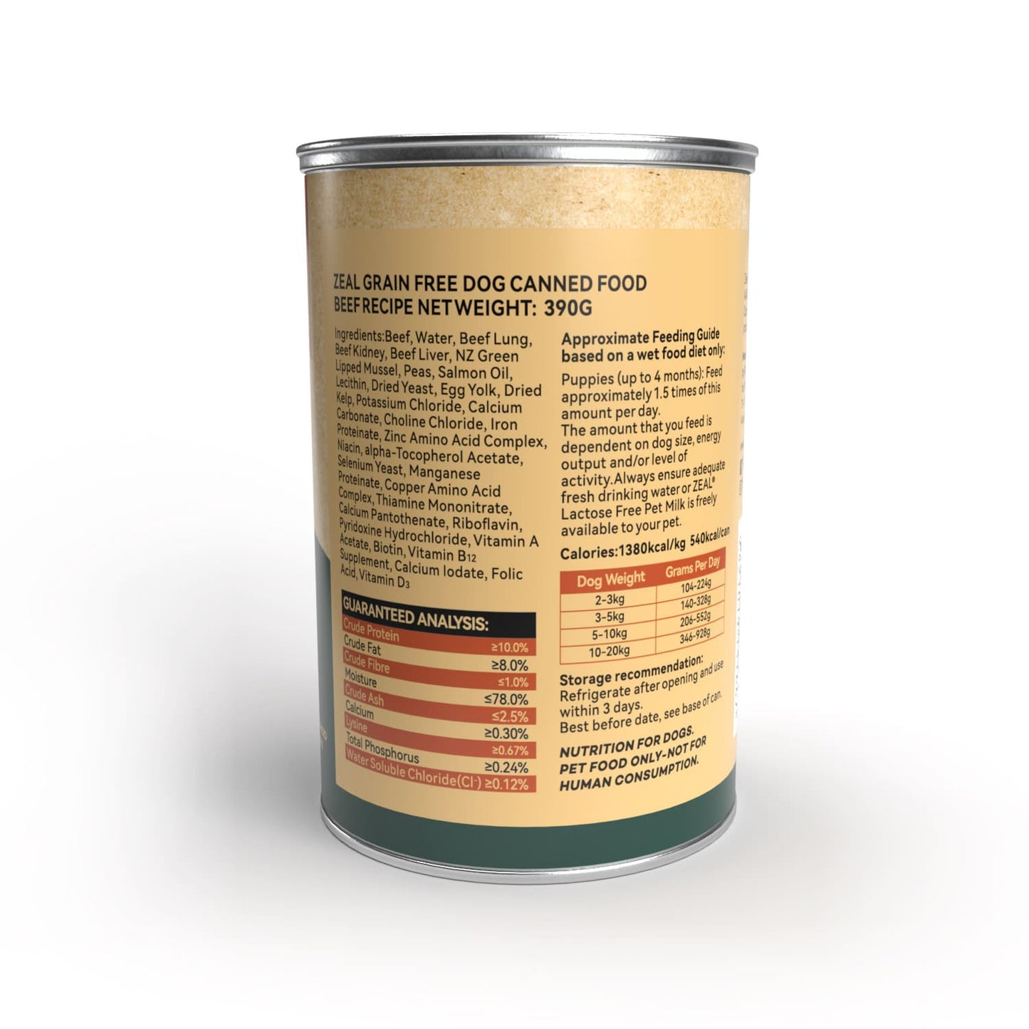Zeal Grain Free Canned Dog Food 390g - (Beef Recipe)