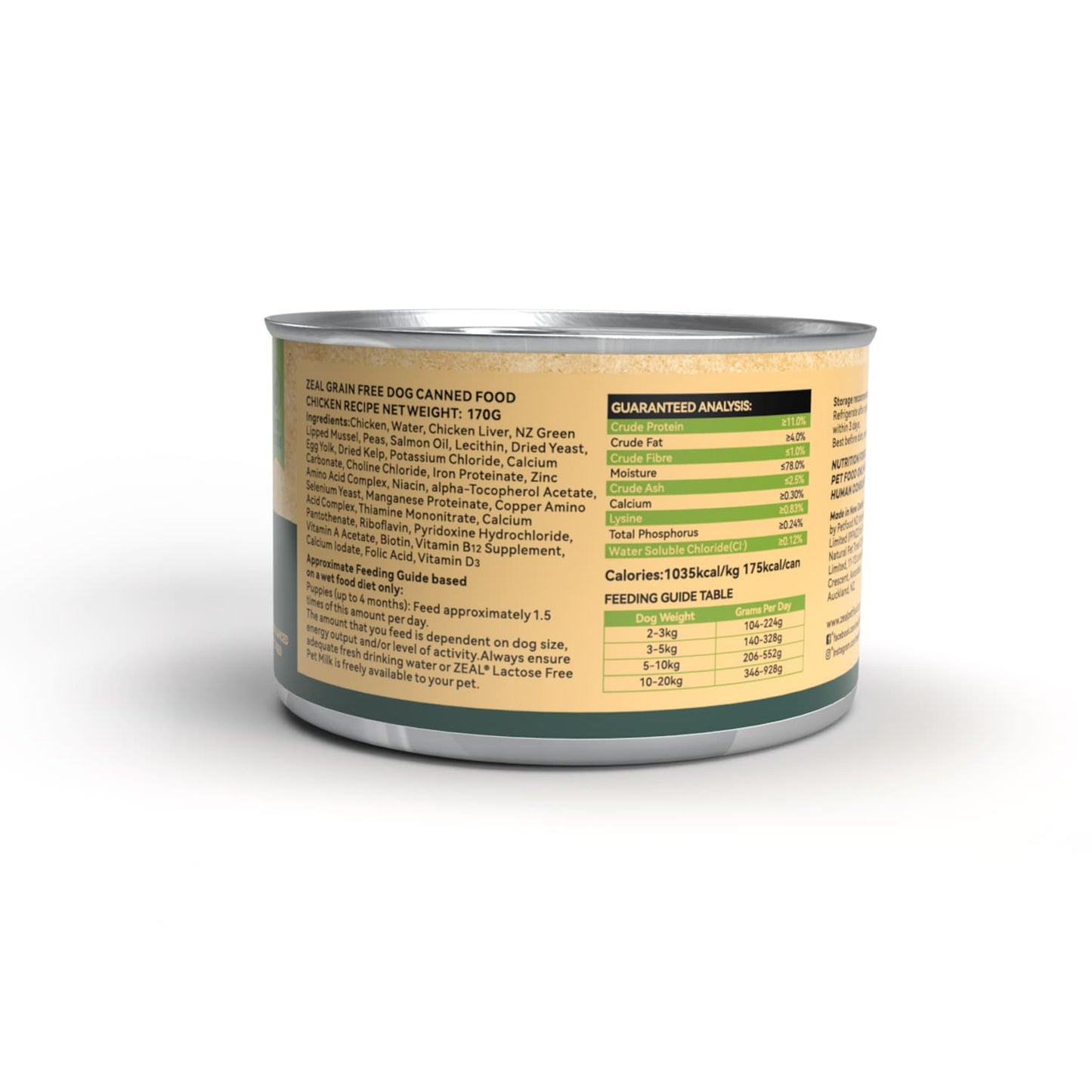 Zeal Grain Free Canned Dog Food 170g - (Chicken Recipe)