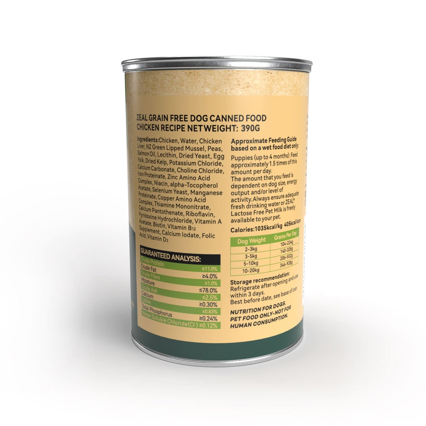Zeal Grain Free Canned Dog Food 390g - (Chicken Recipe)