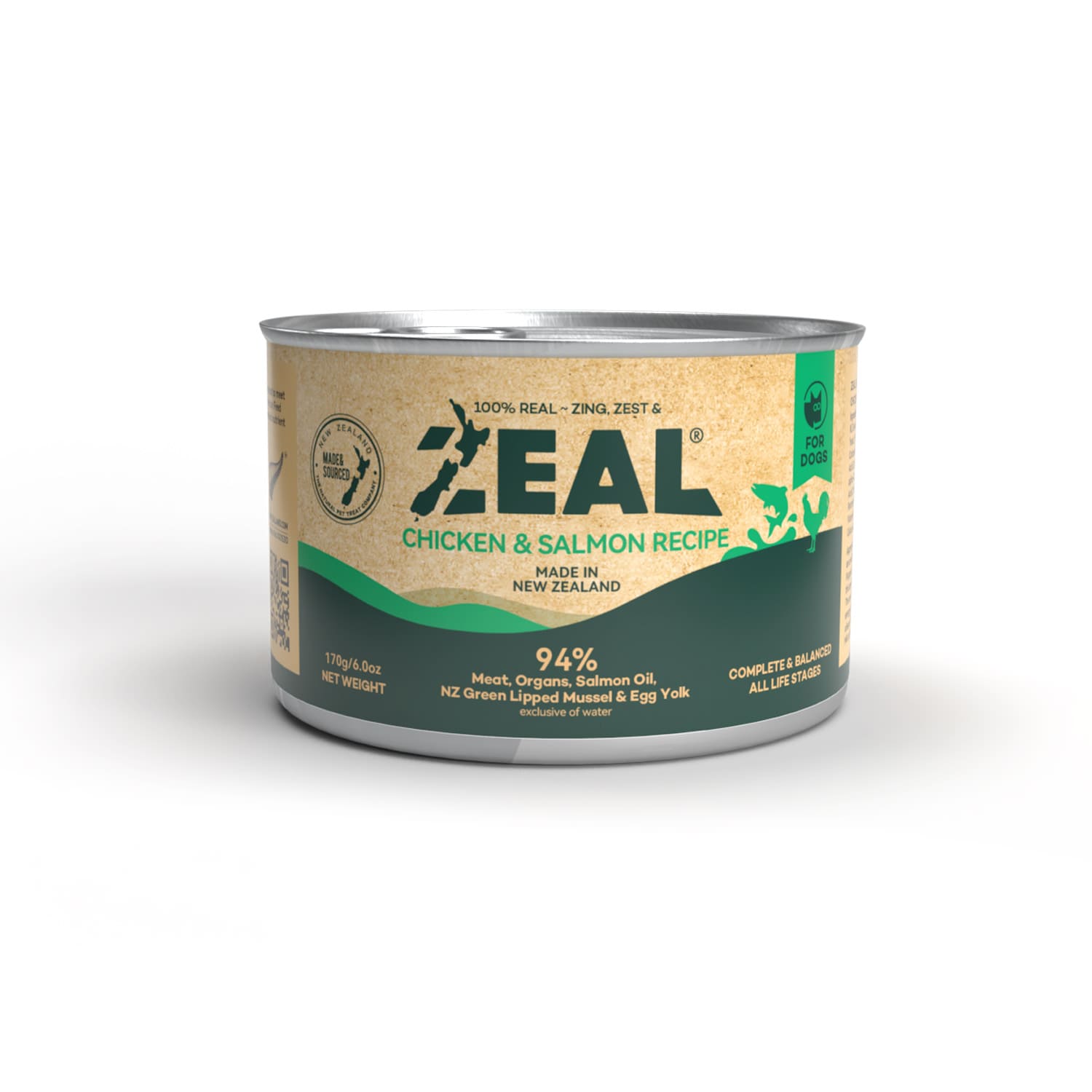 Zeal Grain Free Canned Dog Food 170g - (Chicken & Salmon Recipe)