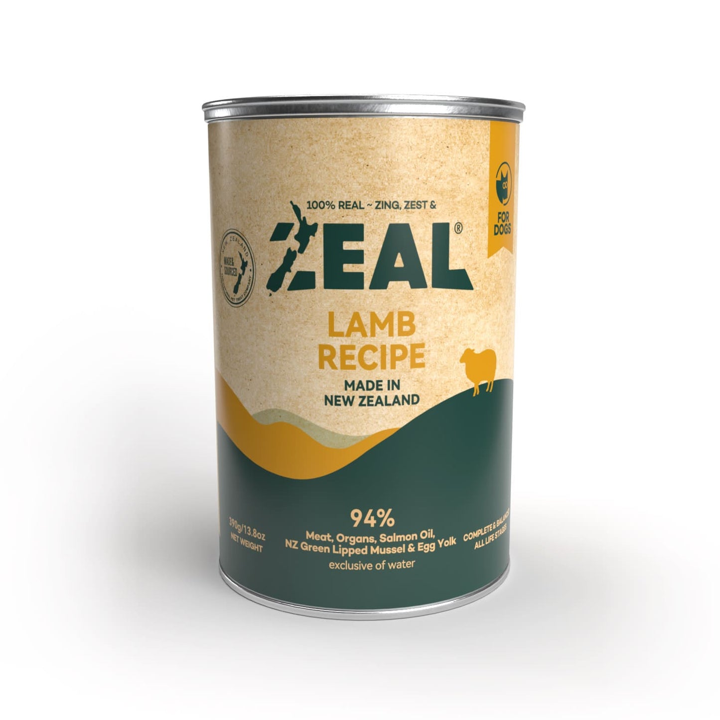 Zeal Grain Free Canned Dog Food 390g - (Lamb Recipe)