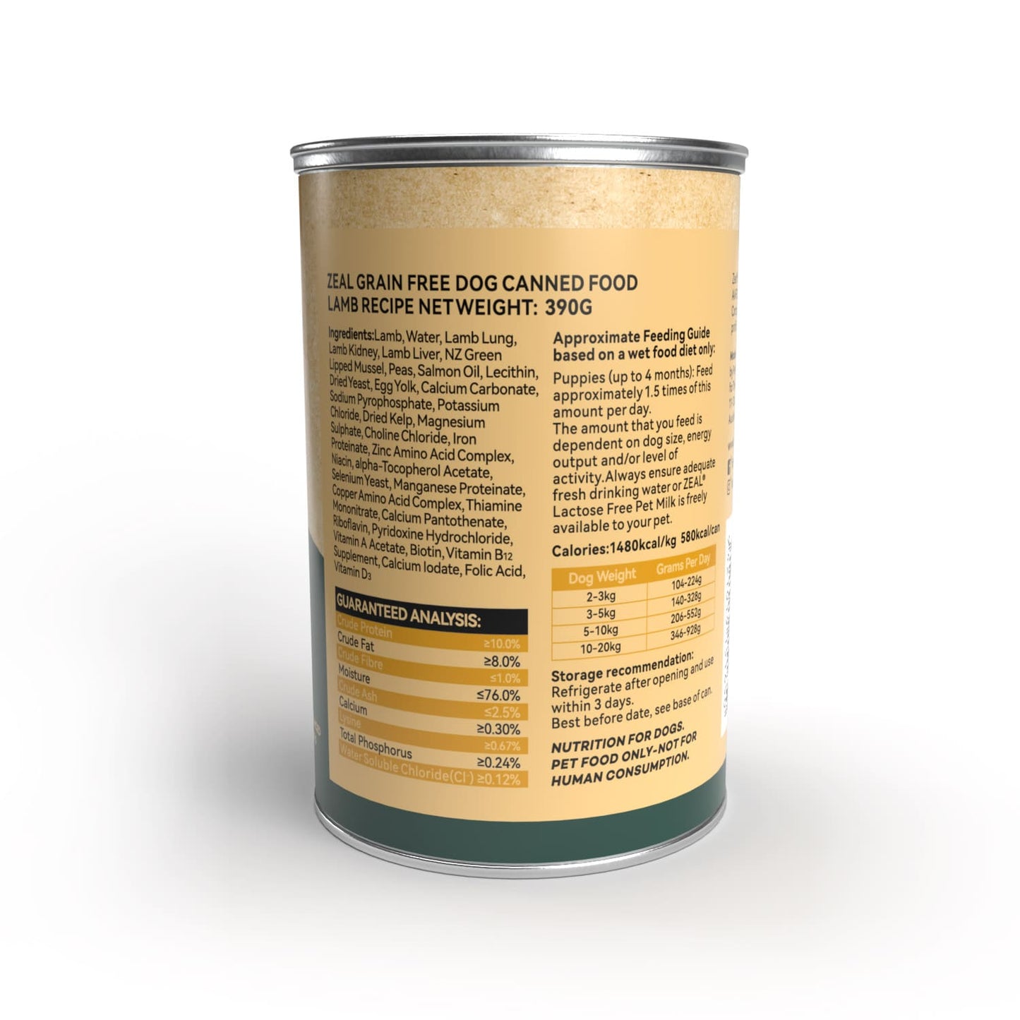 Zeal Grain Free Canned Dog Food 390g - (Lamb Recipe)