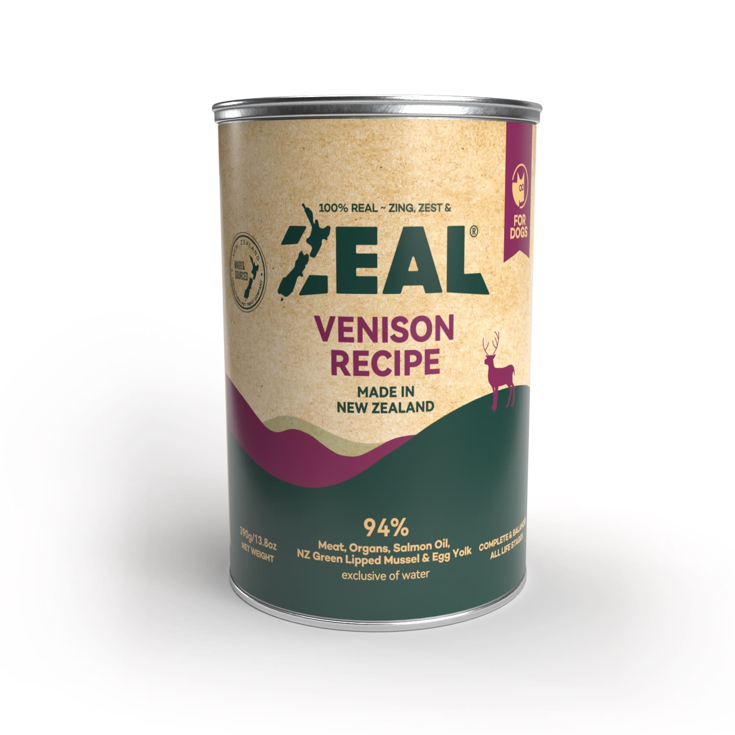 Zeal Grain Free Canned Dog Food 390g - (Venison Recipe)