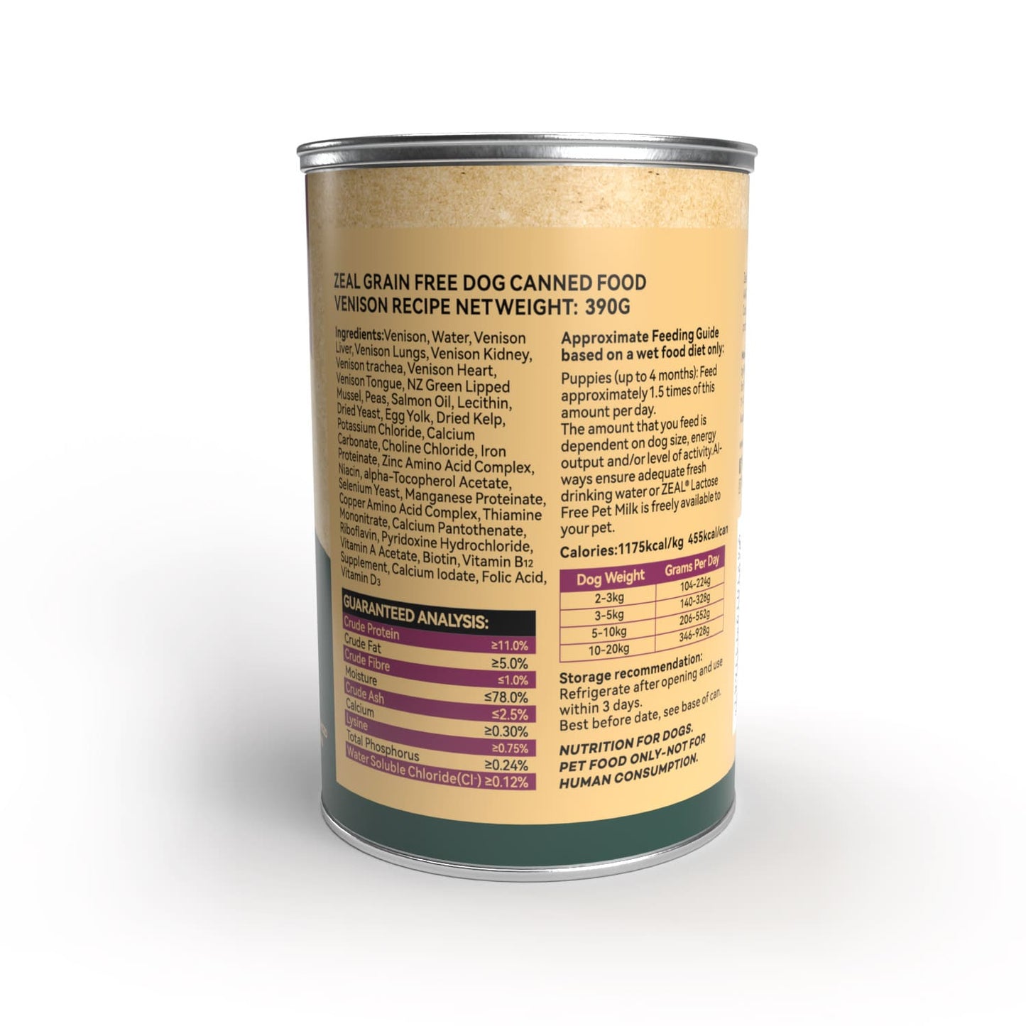 Zeal Grain Free Canned Dog Food 390g - (Venison Recipe)