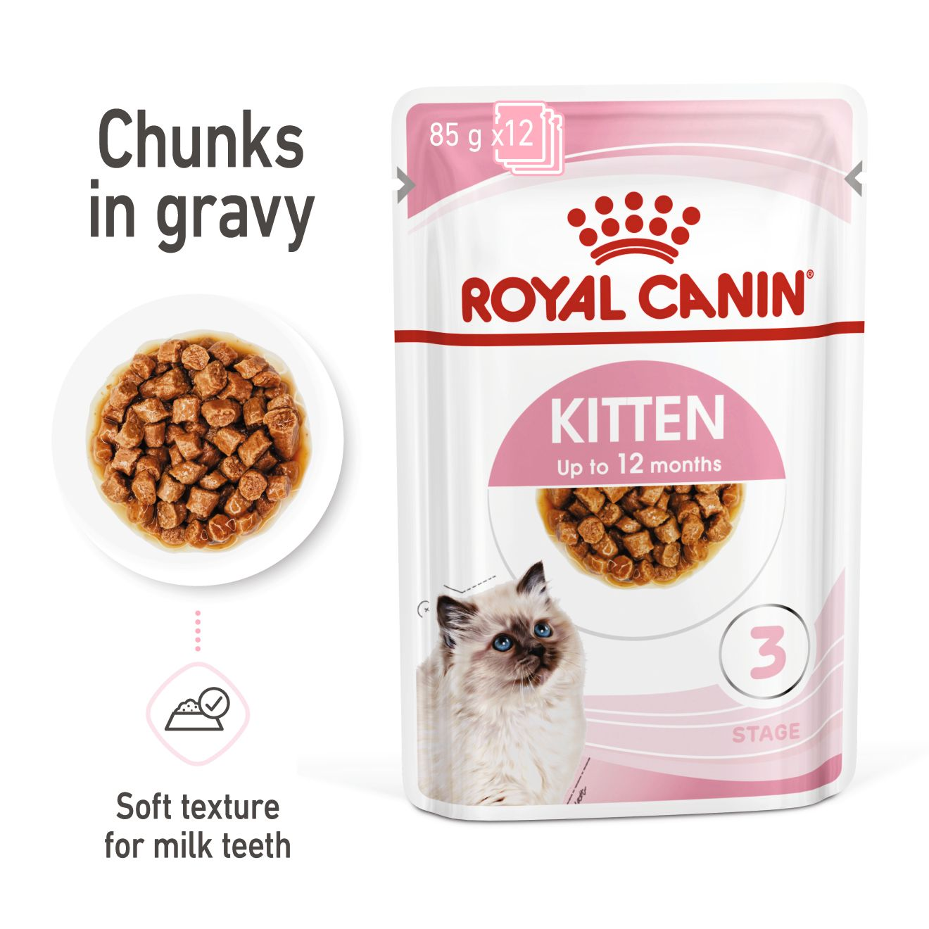 Royal Canin FHN Feline Health Nutrition Kitten Gravy 12x 85gm Cat Wet Food Pouches