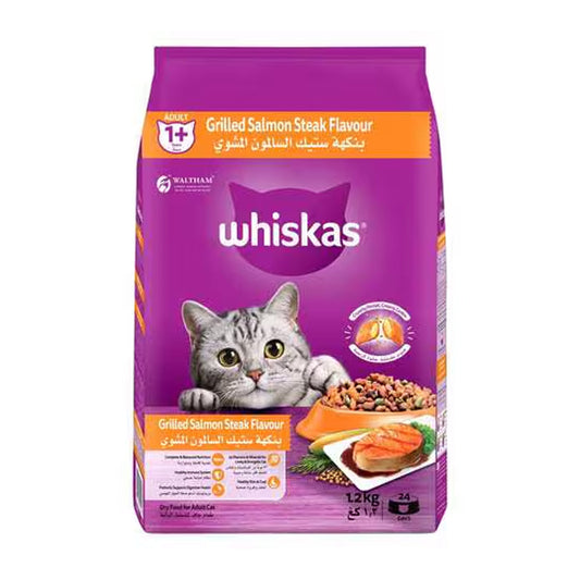 Whiskas Adult Grilled Salmon Steak Flavour Dry Cat Food - 1.2KG