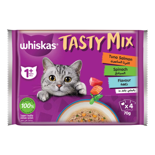 Whiskas Tasty Mix Chicken & Salmon Wet Cat Food - 4x70G