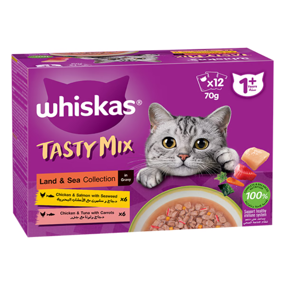 Whiskas Tasty Mix Land & Sea Wet Cat Food 1+Year