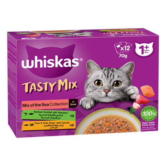Whiskas Tasty Mix Sea Collection Wet Cat Food - 12x70G