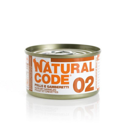 Natural Code Chicken & Shrimps Cooking Water Wet Cat Food - 85G