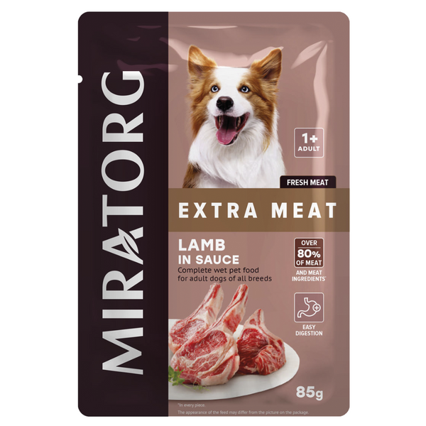 Miratorg EXTRA MEAT with Lamb in Sauce for Adult Dog Wet Food - 85G