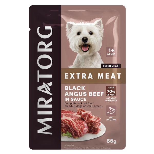 Miratorg EXTRA MEAT with Black Angus Beef in Sauce for Small Breed Dog Wet Food - 85G