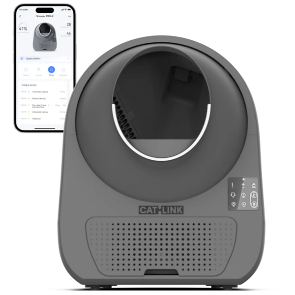 Catlink Scooper Luxury Pro X AI Self Cleaning With Odour Removal Cat Litter Box 13L 63x62x74cm - Grey