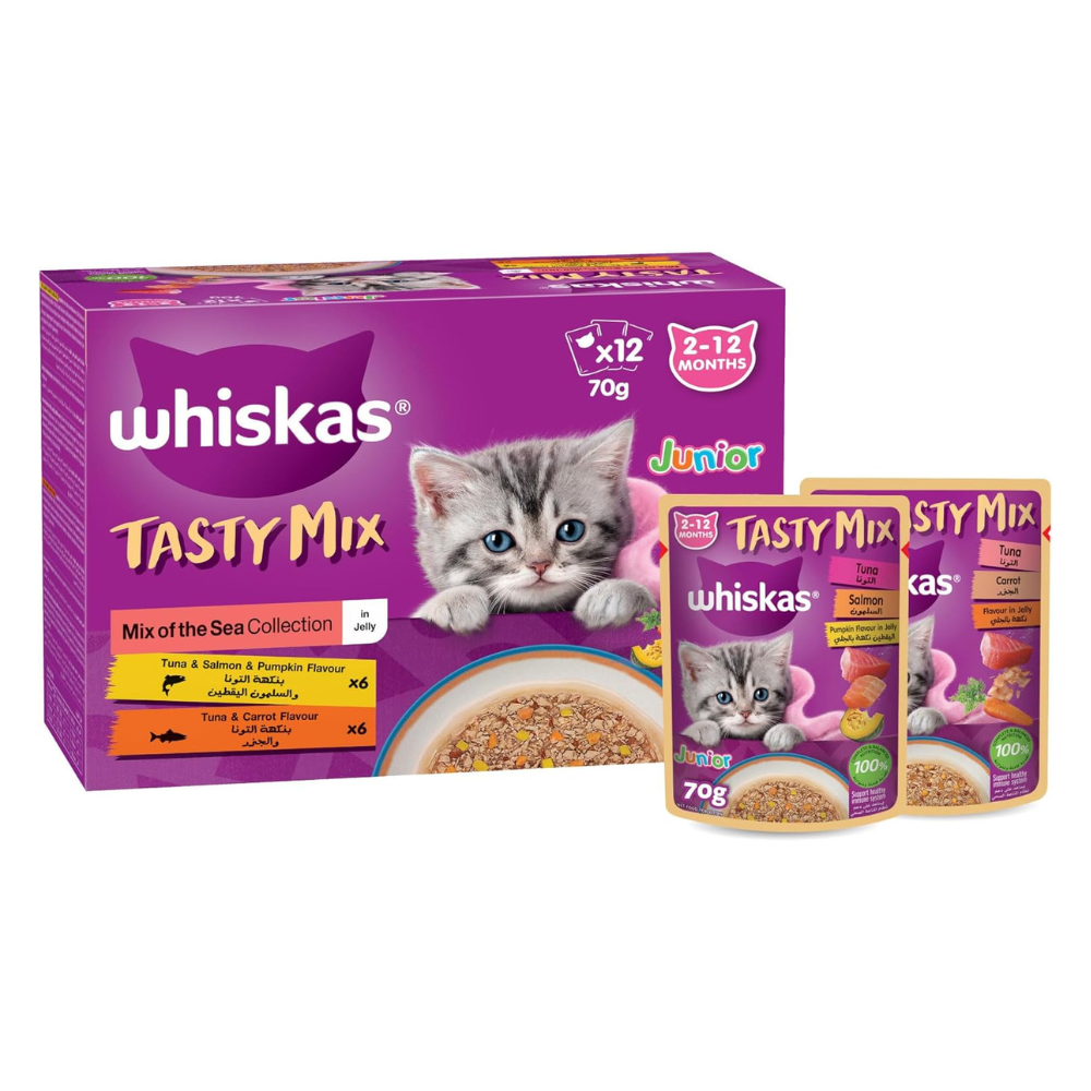Whiskas Kitten Mix of the Sea Collection in Jelly Wet Cat Food - 12X70G