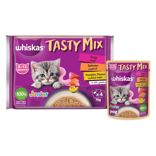 Whiskas Kitten Tasty Mix Tuna & Salmon in Jelly Wet Cat Food - 4X70G
