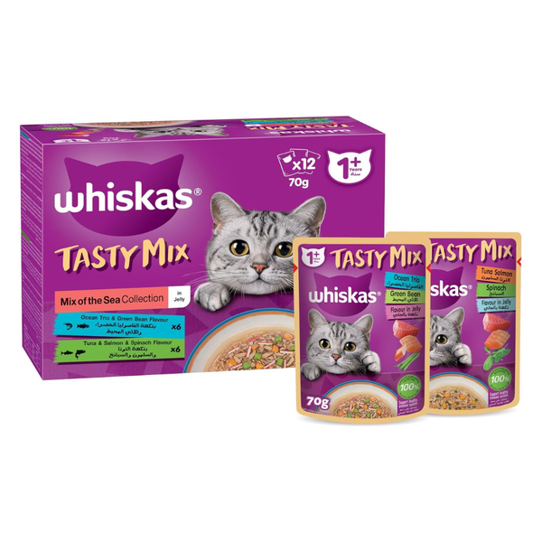Whiskas Tasty Mix of the Sea Collection in Jelly Wet Cat Food - 12X70G