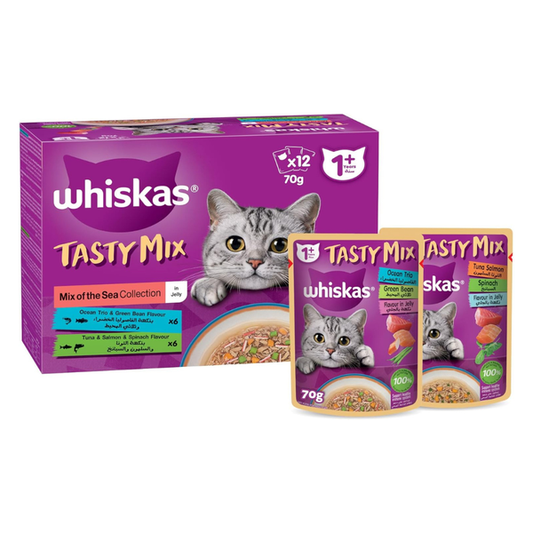 Whiskas Tasty Mix of the Sea Collection in Jelly Wet Cat Food - 12X70G