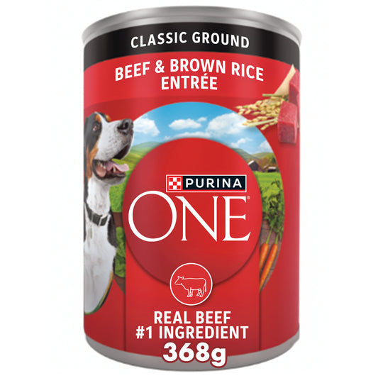 (368gm) Purina ONE Classic Wet Dog Food with Ground Beef & Brown Rice Entrée