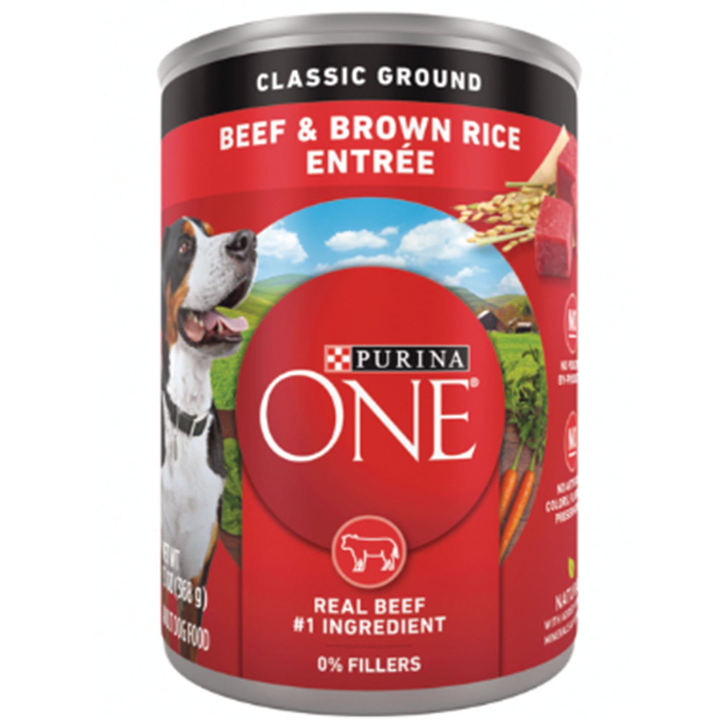 (368gm) (Pack of 12) Purina ONE Classic Wet Dog Food with Ground Beef & Brown Rice Entrée