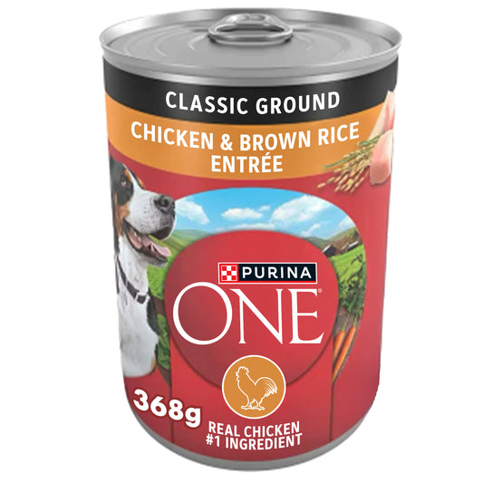 (368gm) (1 Can)Purina ONE Classic Wet Dog Food with Ground Chicken & Brown Rice Entrée