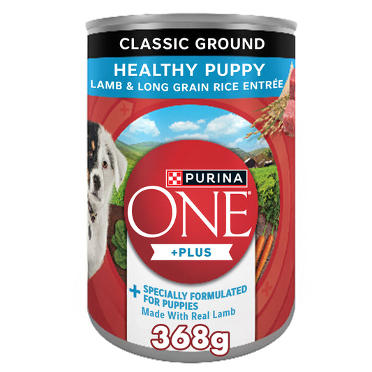 (368gm) (Pack of 12) Purina ONE Plus Classic Wet Puppy Food with Lamb & Long Grain Rice Entrée