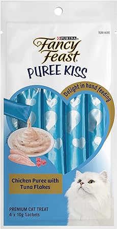 10gm (Pack of 4) Purina Fancy Feast Puree Kiss Chicken with Tuna Flakes Wet Cat Food
