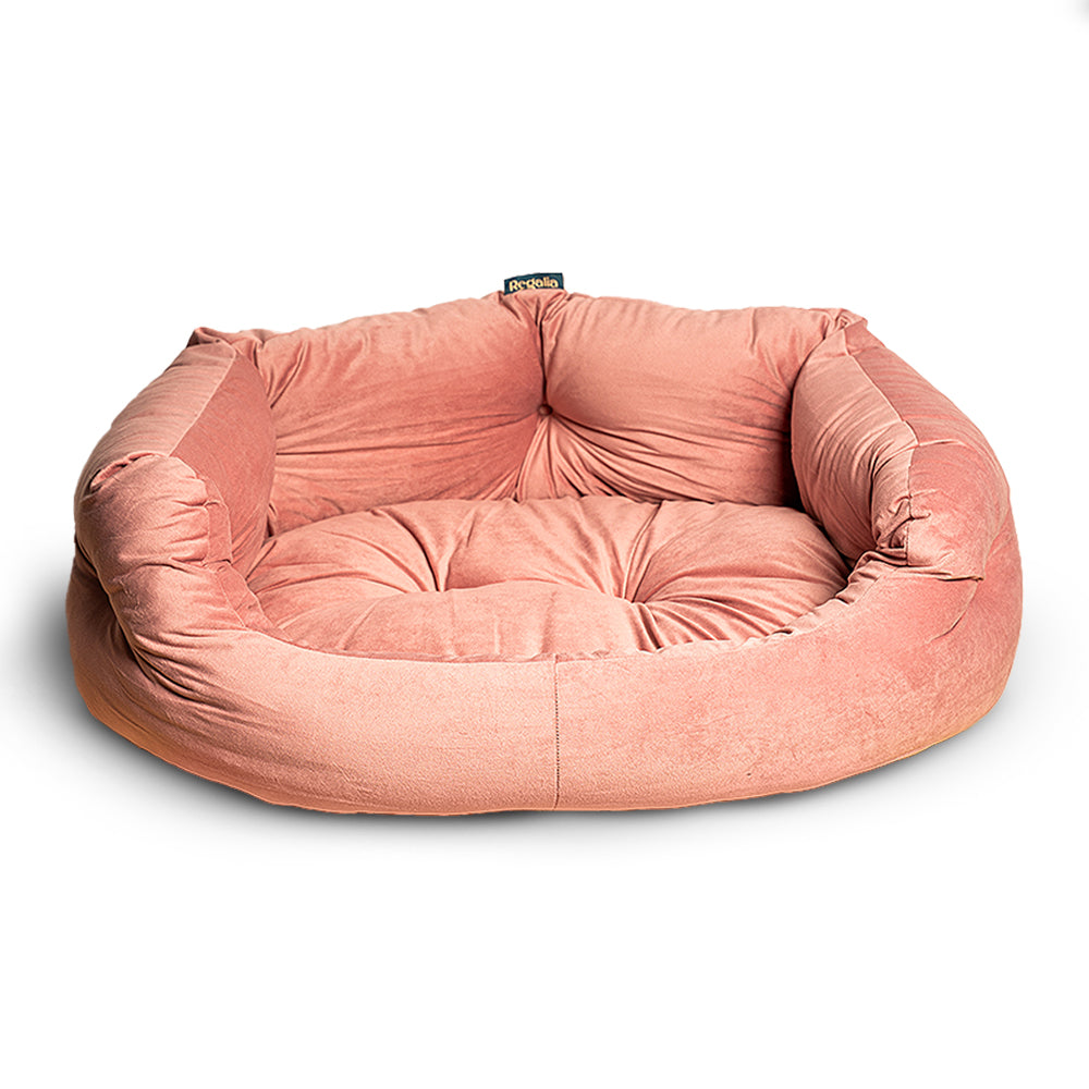 Regalia Velvet Deluxe Slumber Non-Slip Dog Bed - Rose/76cm