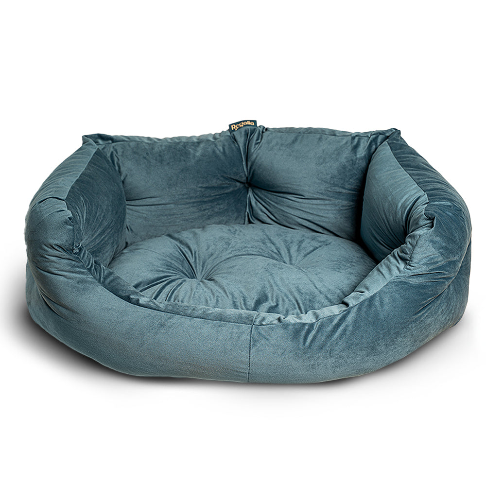 Regalia Velvet Deluxe Slumber Non-Slip Dog Bed - Aqua/76cm