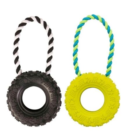 Trixie Rubber Tire on Rope Toy for Dogs