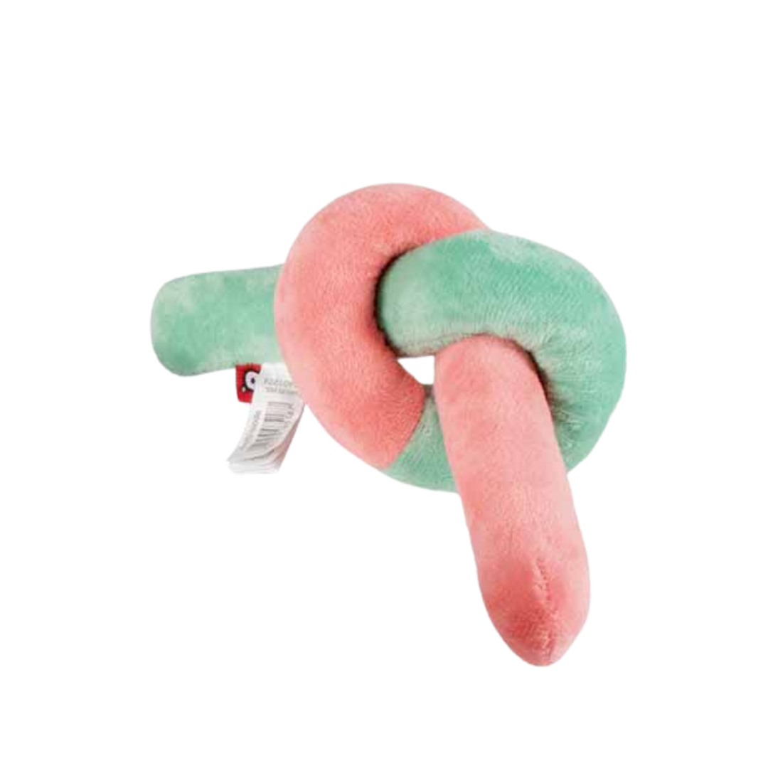 Ebi Coockoo KNOTTY NOODLE Plush Cat Toy PEACH&MINT GREEN 18X10X5.5CM