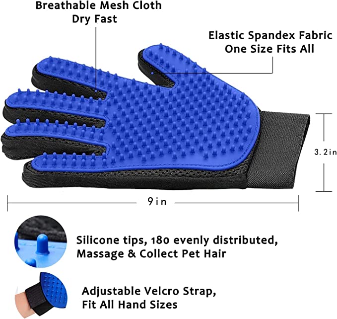 Pet grooming Glove, De-Shedding Glove, Fur removal, Dog grooming, Cat grooming, Pet brush,