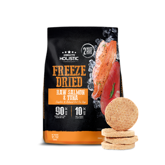 Absolute Holistic Freeze Dried Raw Salmon & Tuna Patty Dry Dog Food - 360G