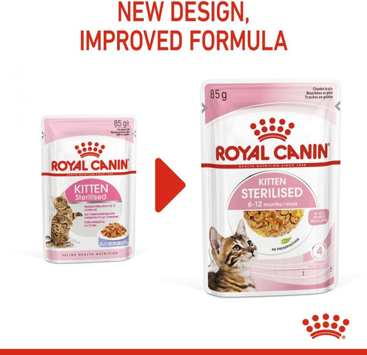 Royal Canin Feline Health Nutrition Kitten Sterilized Gravy (Wet Food - Pouches) 12 x 85 g
