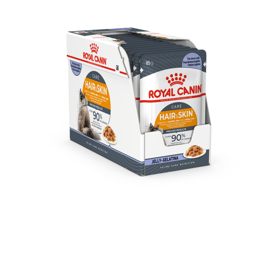 Royal Canin Feline Care Nutrition Hair & Skin Jelly (Wet Food   Pouches) 12 x 85 g