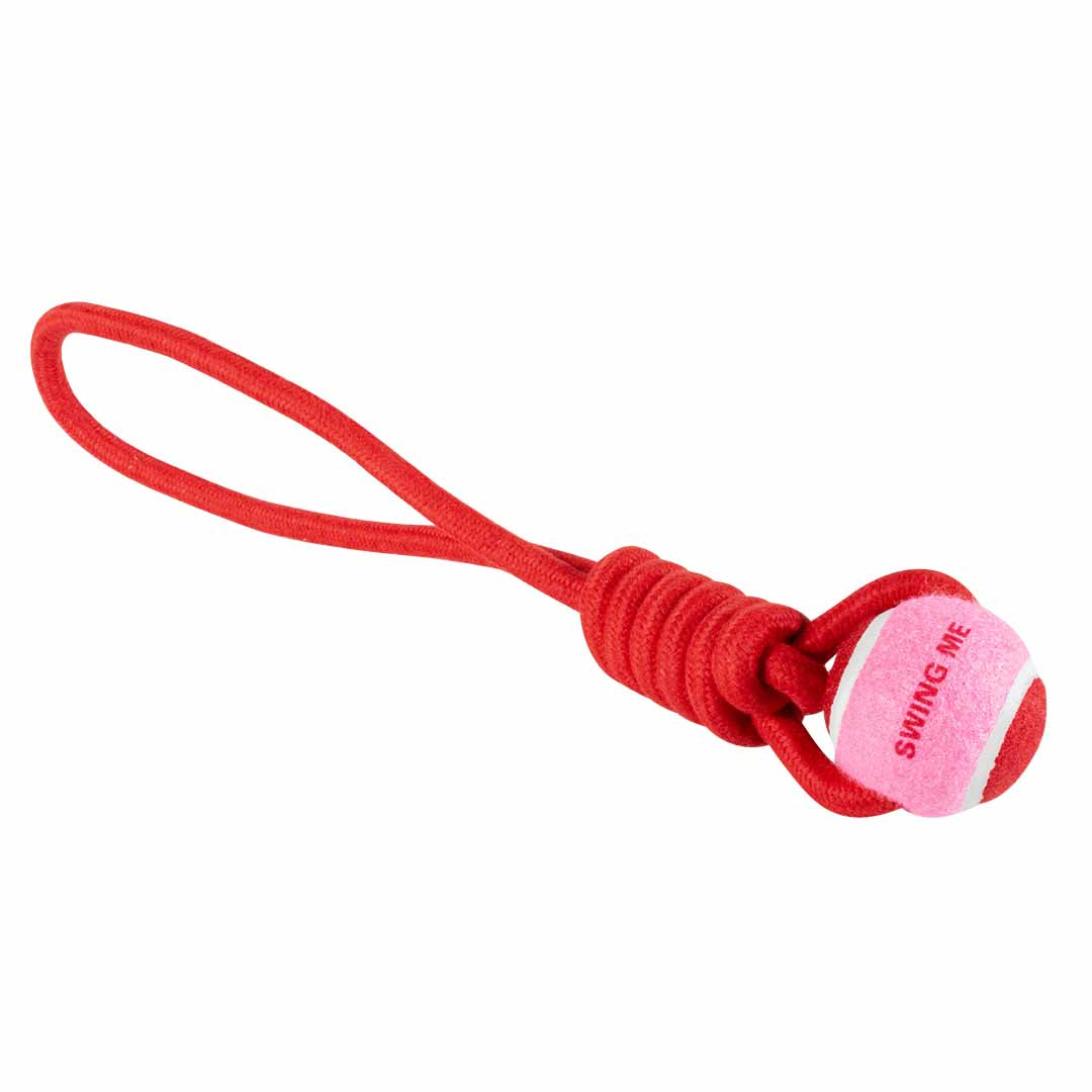 Ebi Coockoo SWING ME Ball with Rope Loop Dog Toy - RED/6X45X6CM