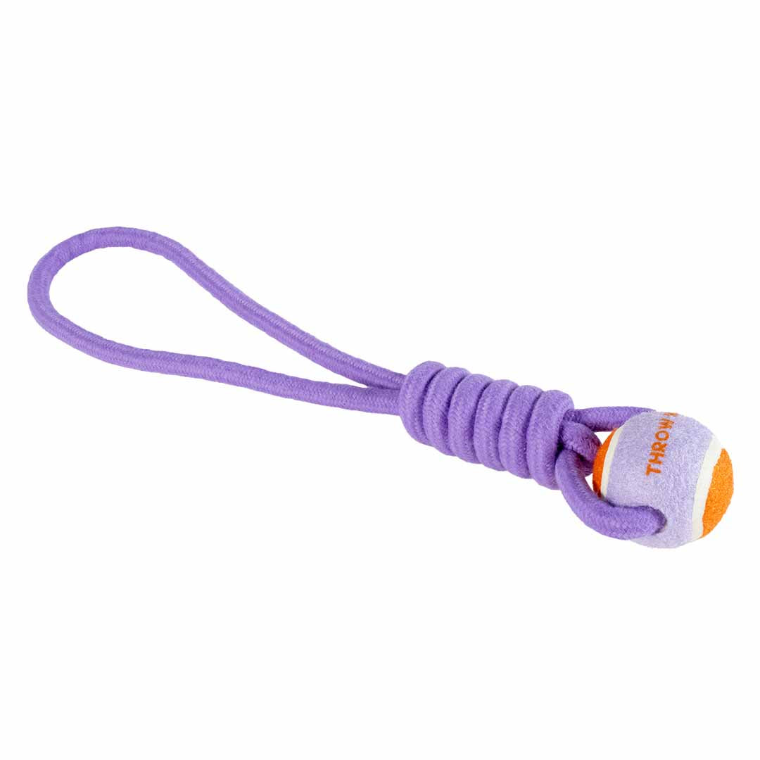Ebi Coockoo THROW ME Ball with Rope Loop Dog Toy - PURPLE/6X45X6CM
