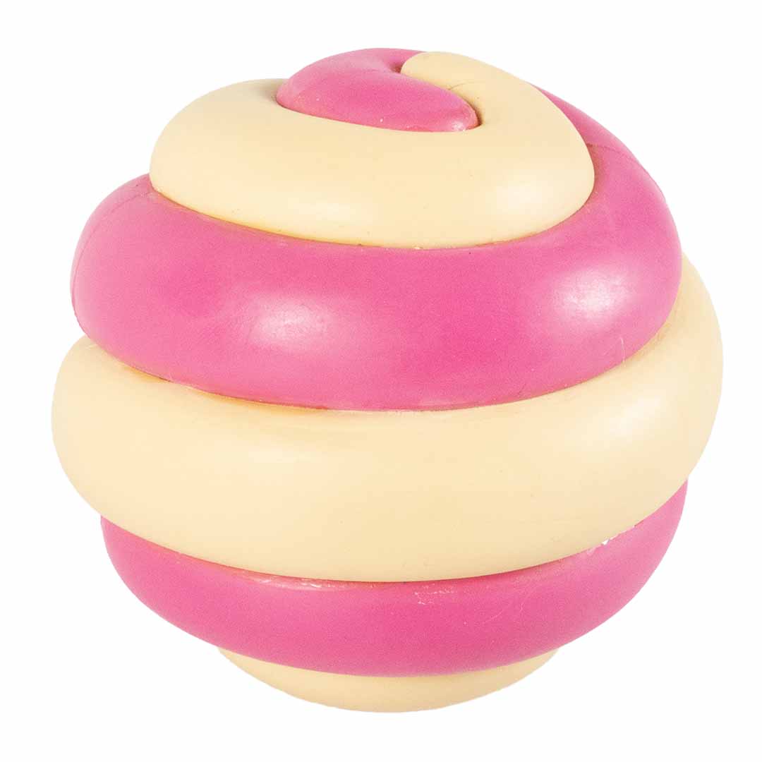 Ebi Coockoo Berry Swirl Strong Rubber Ball Dog Toy - PINK&BEIGE/7.5CM
