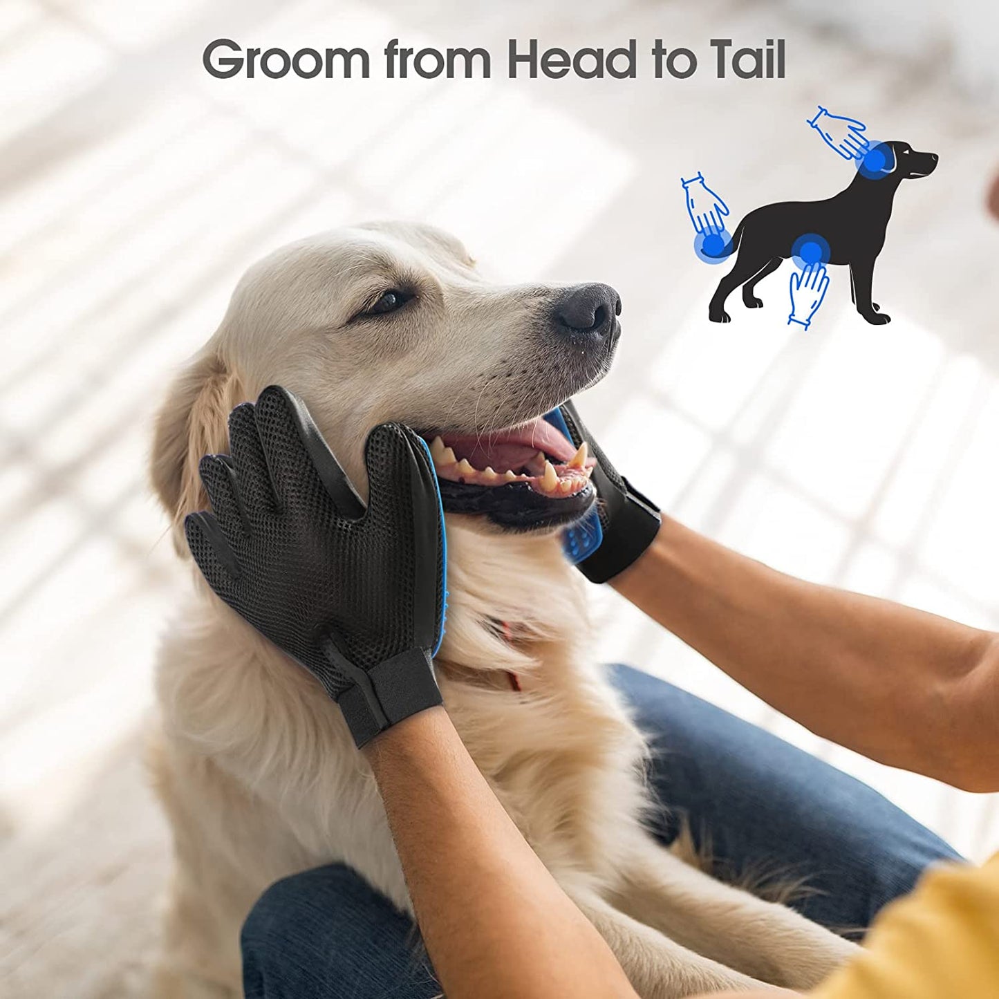 Pet grooming Glove, De-Shedding Glove, Fur removal, Dog grooming, Cat grooming, Pet brush,