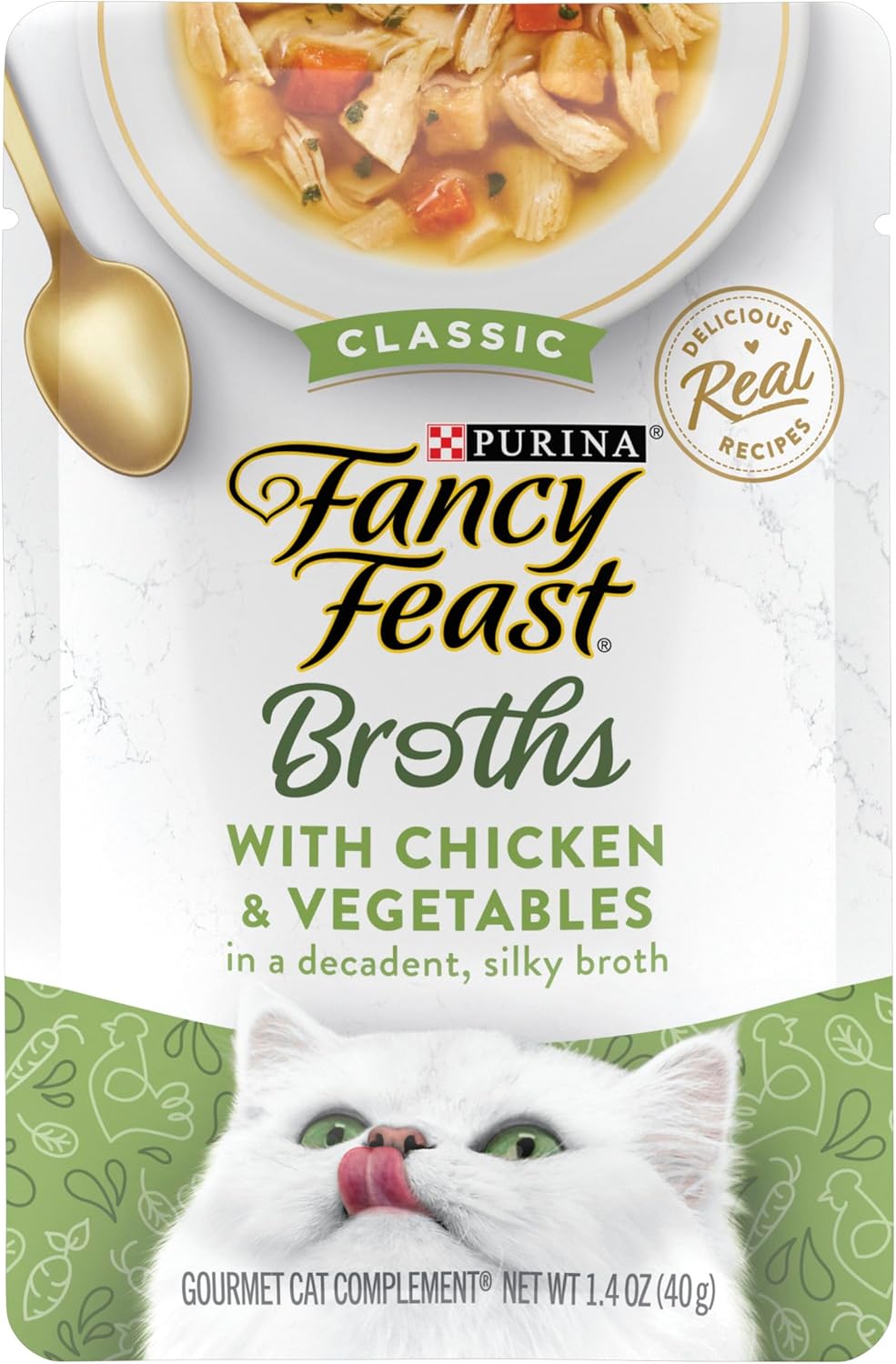 (40g Pack of 16) Purina Fancy Feast Broths Chicken & Vegetables Wet Cat Food Complement