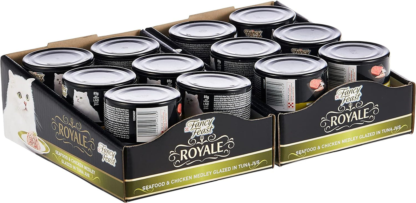 (85g Pack of 24) Purina Fancy Feast Royale Seafood & Chicken Wet Cat Food