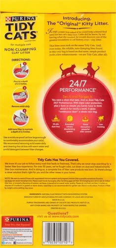 Pack of 5 Purina Tidy 4.5kg Cats 24/7 Performance Clumping Cat Litter with 24/7 Odour Control, Low Dust, Strong Clumping