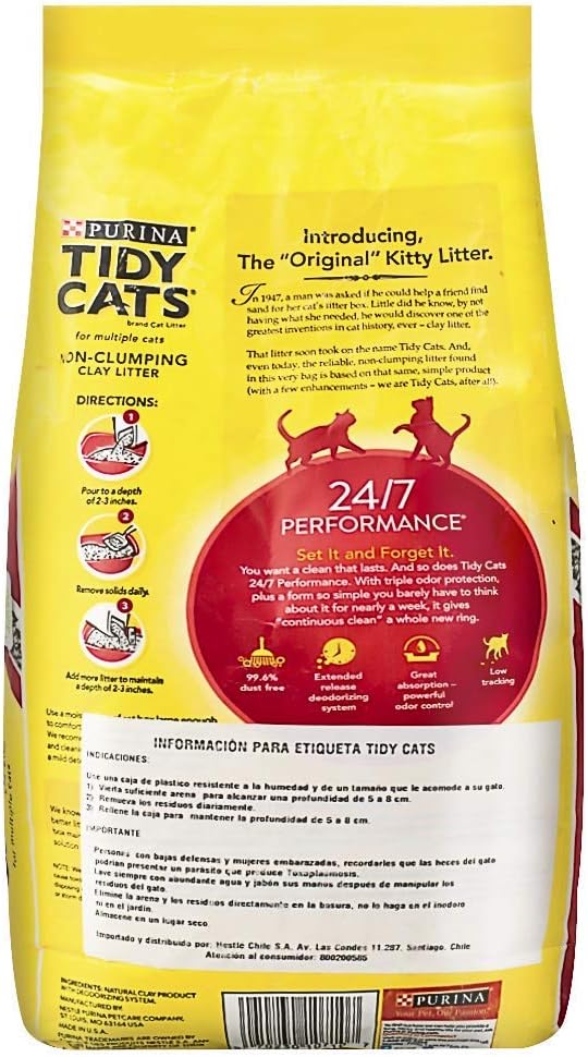 Pack of 5 Purina Tidy 4.5kg Cats 24/7 Performance Clumping Cat Litter with 24/7 Odour Control, Low Dust, Strong Clumping