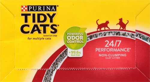 Pack of 5 Purina Tidy 4.5kg Cats 24/7 Performance Clumping Cat Litter with 24/7 Odour Control, Low Dust, Strong Clumping