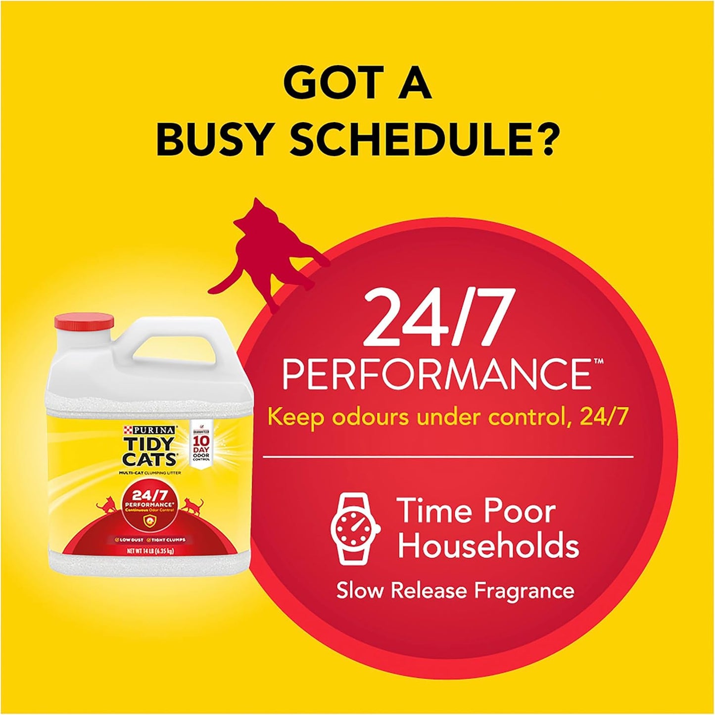 Purina Tidy 6.4kg Cats 24/7 Performance Clumping Cat Litter with 24/7 Odour Control, Low Dust, Strong Clumping